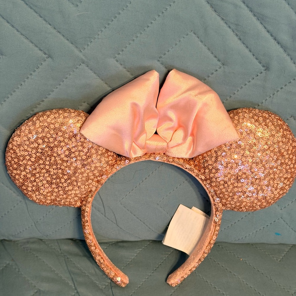 Disney Rose Gold Pink Sequin Mouse Ears Headband